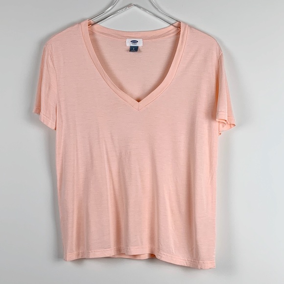 Old Navy Peach V Neck Shirt sz S Petite - Picture 1 of 12